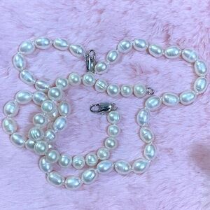 Natural White Baroque South Sea Pearl Necklace 18” & Bracelet